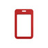 A red ABS double-sided ID card holder with a slot for a lanyard or clip, featuring a blank interior.