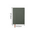A green PU leather notebook with a textured surface and a brown bookmark, sized 21.2cm by 14.2cm.