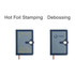 A5 magnetic buckle pocket notebook in blue with gold accents and a logo, featuring a debossed design.
