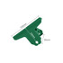 A green metal binder clip in a triangular shape, with dimensions of 100mm x 54mm x 35mm. It has a logo visible.