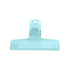 A translucent blue plastic magnetic clip with a sleek design. It features a hole for easy hanging and branding on it.
