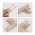 Translucent plastic magnetic clips in a light brown colour, showcasing different angles and a hand holding one clip.