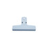 Light blue plastic magnetic clip with a flat design and a hanging hole at the top. Features a logo on the surface.