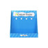 A blue corrugated cardboard display with hooks for casual socks, featuring a logo at the top.