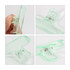 Translucent green plastic clips with a metallic spring mechanism, displayed from multiple angles.