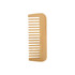 A bamboo comb with a light natural finish and wide teeth, featuring a smooth, rounded design.