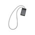 A black ABS retractable card holder with a silicone strap, featuring a clear window for displaying cards.