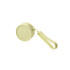 A round silicone coin pouch in a soft green shade with a zip closure and a wrist strap. It features a logo.