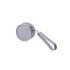 A round grey silicone coin pouch with a zip closure and a strap for easy carrying. It features a logo.
