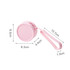 A round pink silicone coin pouch with a zipper, featuring a wrist strap and clear measurements.