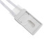 A white ABS retractable card holder with lanyard, featuring a clear card slot and two white straps.