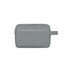 A grey toiletry bag with a handle and a zippered compartment on the front.