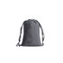 A grey silk velvet drawstring bag with satin ties, featuring a smooth texture and a simple design.