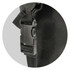 A black roll top cooler bag featuring a sturdy clip closure. The bag has a simple, sleek design.