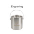 A silver ice bucket with a lid and a handle, featuring a logo on the front.