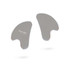 A stainless steel Gua Sha massage tool in silver, featuring a logo, with a smooth, curved design.