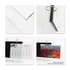 Acrylic desk calendar and photo album organiser in clear and black, featuring a ring mechanism for easy access.
