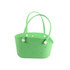 A green EVA holes pet bag with two handles and multiple ventilation holes, featuring a simple design.