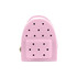 A pink EVA backpack featuring a rounded shape with holes and a front pocket. It has a handle on top.