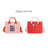 A pink and red EVA tote bag featuring holes and carrying handles, with one bag displaying a logo.