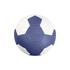 A machine-stitched handball in purple and white, featuring a classic hexagonal pattern and a logo.