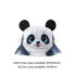 A bucket hat featuring a panda design with animal ears, in black and white, with a logo on the side.
