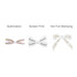 Three types of twist tie bows in white and patterned designs, featuring various decorative prints.
