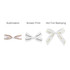 Three hair clip bows in various designs: a brown checkered bow, a white bow with black text, and a glossy white bow with gold lettering.