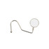 A round curved desk hook in a shiny silver finish, featuring a circular hook and a long, flexible arm.
