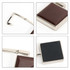 A square foldable desk hook in burgundy and black, featuring a metallic frame and a logo on the surface.
