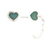 A heart-shaped, green foldable desk hook with a shiny silver frame and a curved hook design.