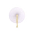 A round plastic paper fan in white with a cream handle, featuring a pleated design.