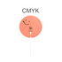 A round, transparent PVC hand fan in orange with a smiling face design and a white handle. Features a logo design.