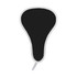 A foldable fan featuring a black surface with a white border and a handle, suitable for promotional events.