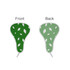 A foldable event fan featuring a green design with leaf patterns on both sides, showcasing front and back views.
