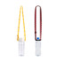 A drink bottle with a yellow lanyard and a second bottle with a black and red checkered lanyard. Both include logos.