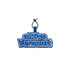 A blue custom felt logo hanging tag with a black attachment loop. The tag features a three-dimensional design.