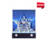 A 3D paper-cut sculpture notepad featuring a blue and white castle design with a hanging loop. Includes a logo.