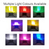 A headband with an acrylic sign, featuring multiple light colours including yellow, green, purple, and blue.