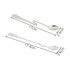 Two stainless steel spoons in silver, one with a hook and the other with a curved design, both measuring around 17 cm.