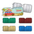 A full colour printed bubble aluminium car sun shade featuring a red car with a sunny backdrop and various colour options.