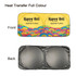 A twin circular car sun shade featuring a vibrant yellow front with a colourful pattern and a black back.