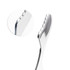 A metallic massage tool with a sleek design and textured grip for handling. Includes a close-up view of the edge.