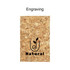 A cork card wallet in a natural colour with a logo on the front. Features a textured surface.