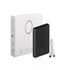 A black 5000mAh magnetic wireless power bank with a USB cable, packaged in a box featuring various icons and a logo.