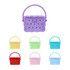 A collection of silicone bags in various colours, featuring a handle and multiple holes for ventilation.