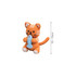 An orange crocheted cat holding a blue fish, measuring 10-15 cm in height. The toy has a round head and striped body.