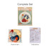 A punch needle coaster kit including tools, yarn in various colours, and instructions. The packaging features a logo.