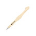 A bone-shaped pen in a light cream colour with a black logo on the side.