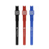 Three pens in black, red, and blue, each featuring a QR code and a design element on the clip.